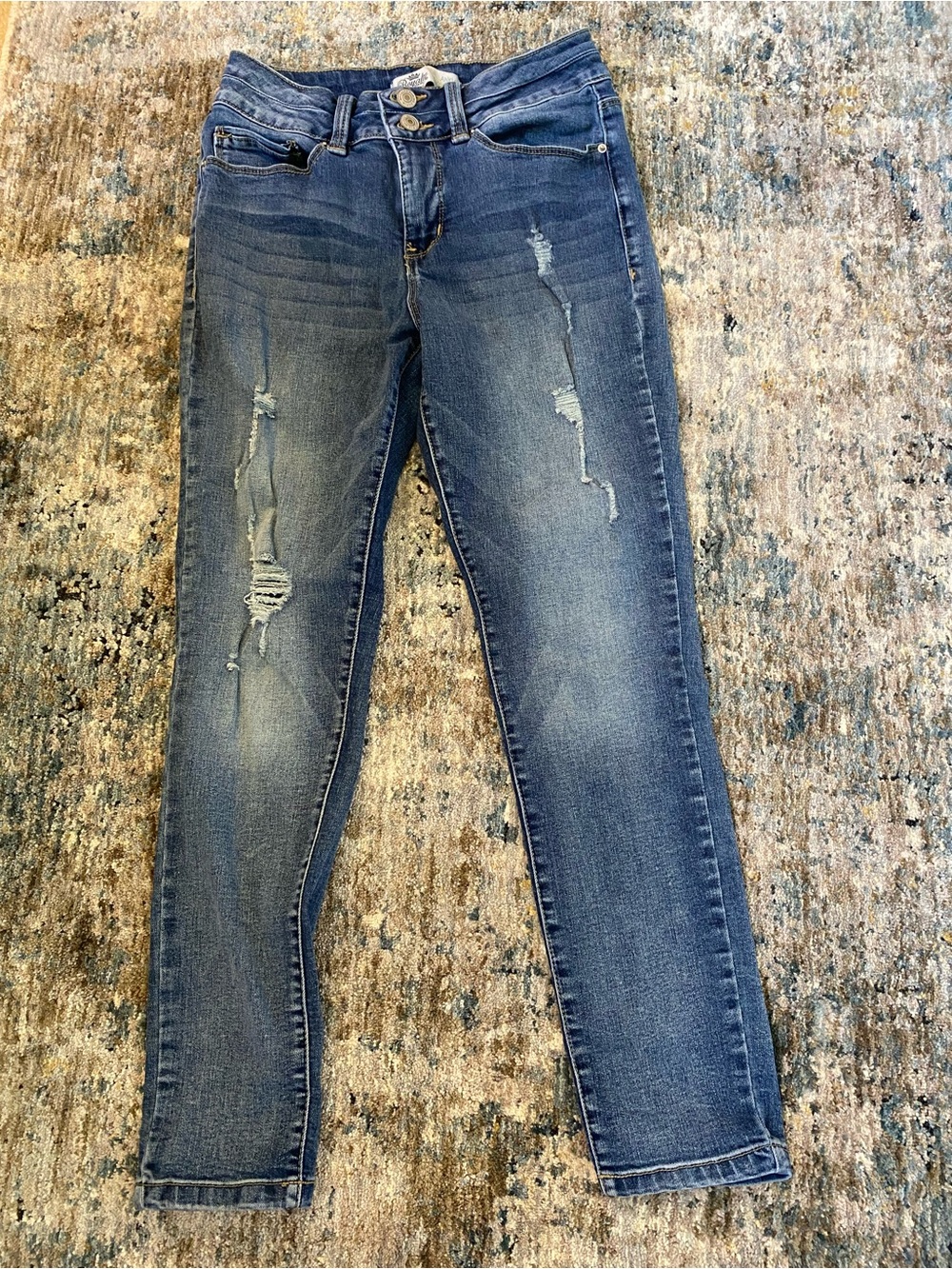 Royalty For Me High-Rise Distressed Skinny Jeans - Blue